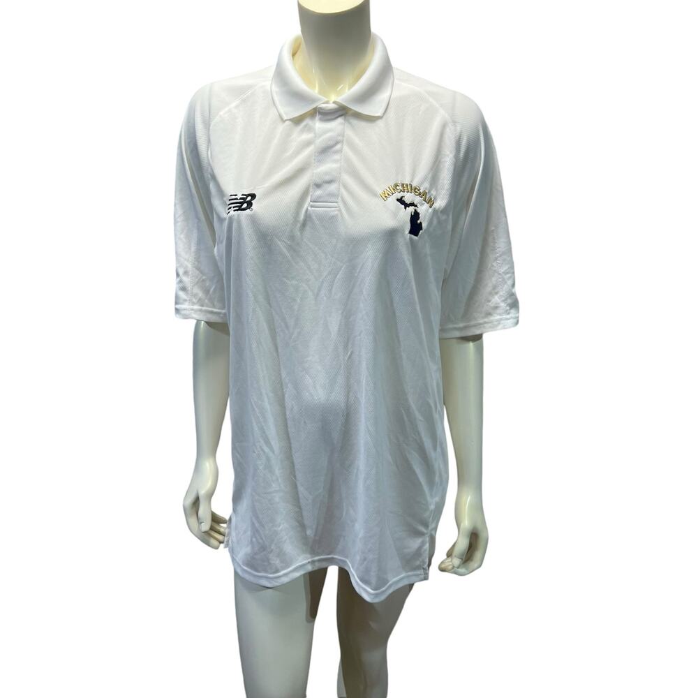 NWT New Balance Michigan Shirt White and Blue, New Condition